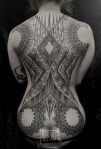 dots lines mandala tattoo back blackwork